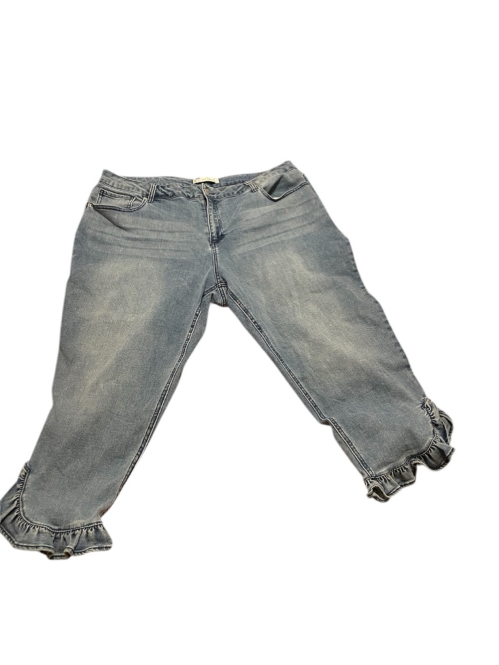 Cato Light Blue Ruffle-Hem Cropped Jeans size 22 Like NEW!